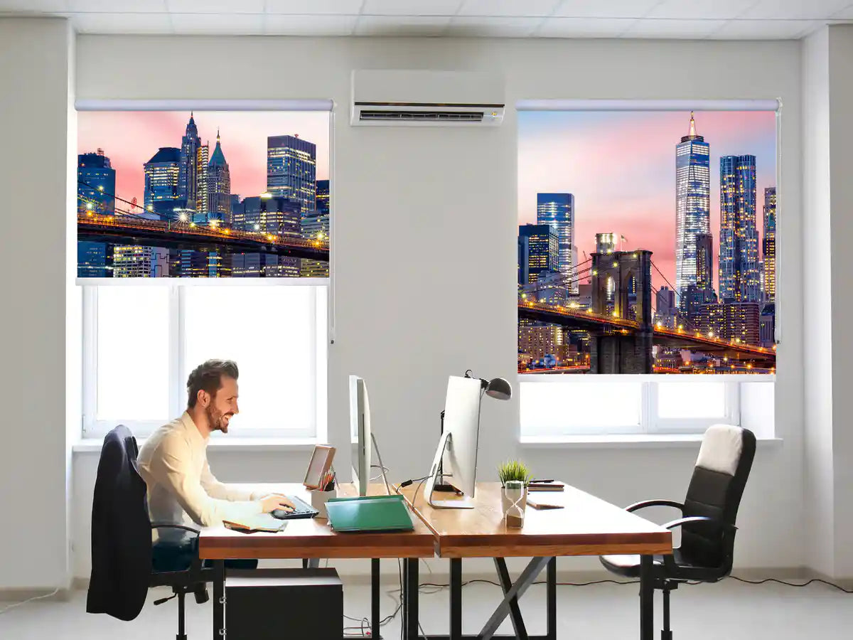 Foto Rollo bedruckt im Büro